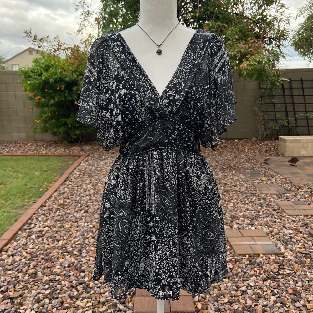vintage paisley patterned beaded batwing top/mini dress